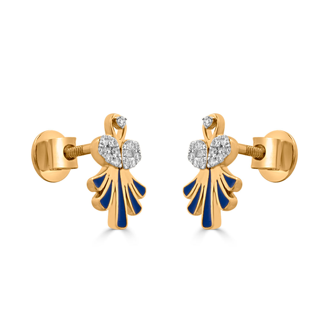 Blue Winged Diamond Earrings